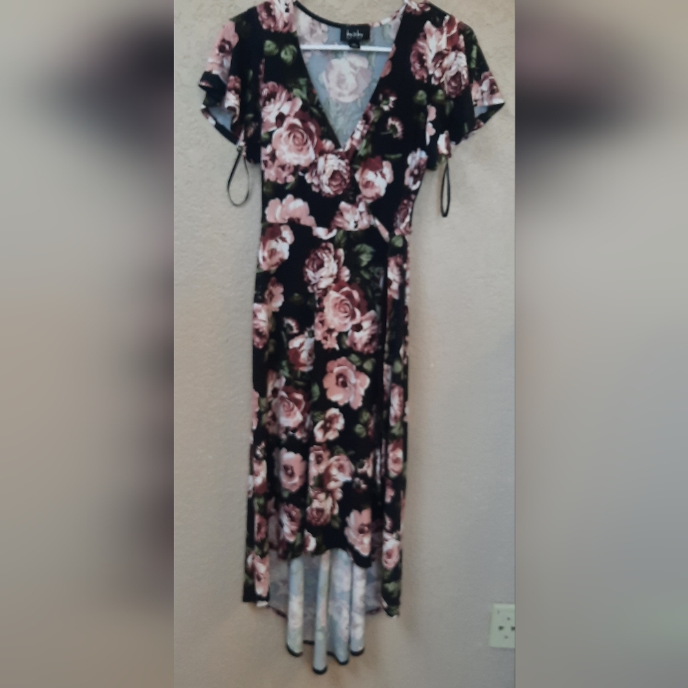 By & By Floral High Low Rose Patterned Dress